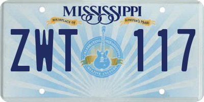 MS license plate ZWT117