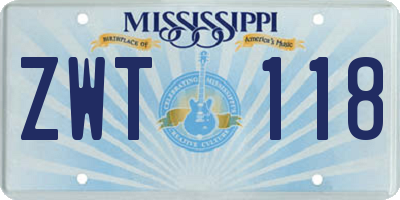 MS license plate ZWT118