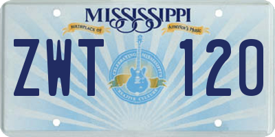 MS license plate ZWT120