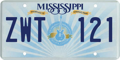 MS license plate ZWT121