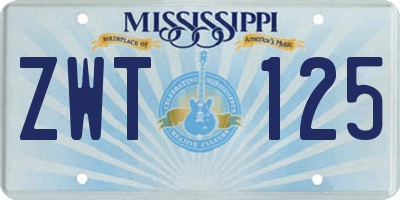 MS license plate ZWT125