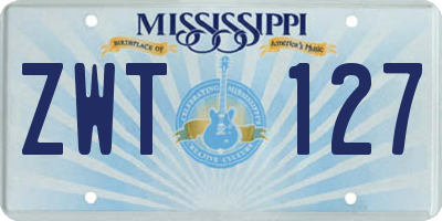 MS license plate ZWT127