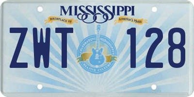 MS license plate ZWT128