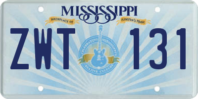 MS license plate ZWT131