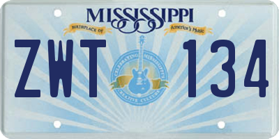 MS license plate ZWT134