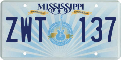 MS license plate ZWT137