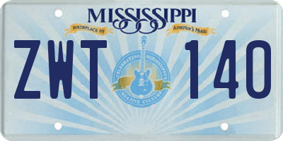 MS license plate ZWT140