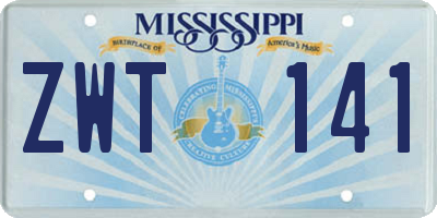MS license plate ZWT141