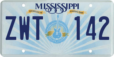 MS license plate ZWT142