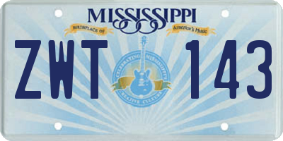 MS license plate ZWT143