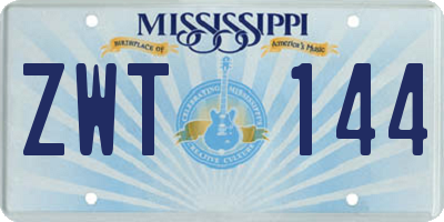 MS license plate ZWT144