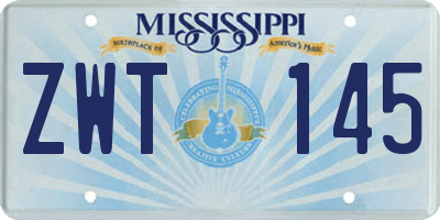 MS license plate ZWT145