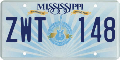 MS license plate ZWT148