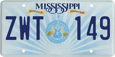 MS license plate ZWT149