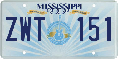 MS license plate ZWT151