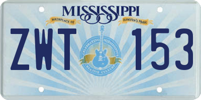 MS license plate ZWT153