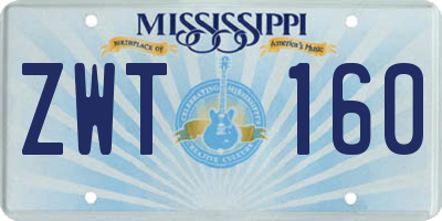 MS license plate ZWT160