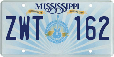 MS license plate ZWT162