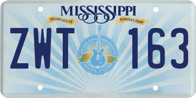 MS license plate ZWT163