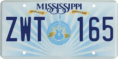 MS license plate ZWT165