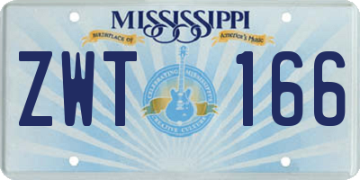MS license plate ZWT166