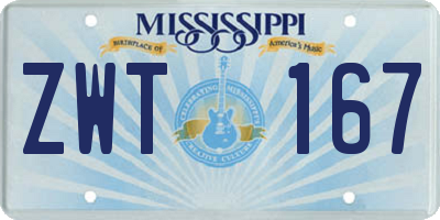 MS license plate ZWT167