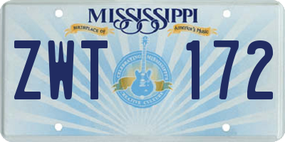 MS license plate ZWT172