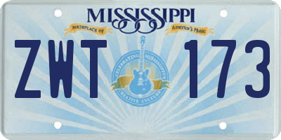 MS license plate ZWT173