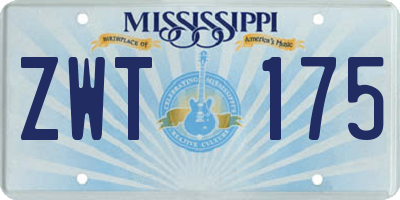 MS license plate ZWT175