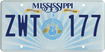 MS license plate ZWT177