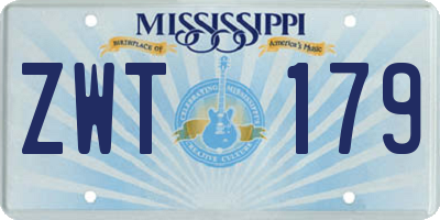 MS license plate ZWT179
