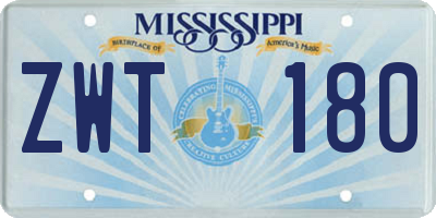 MS license plate ZWT180