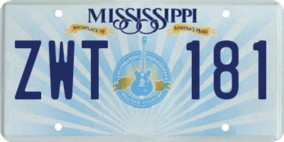 MS license plate ZWT181