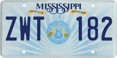 MS license plate ZWT182