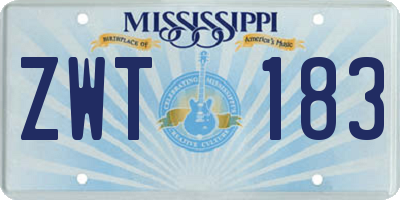 MS license plate ZWT183