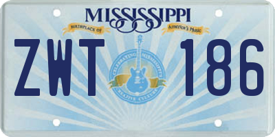 MS license plate ZWT186