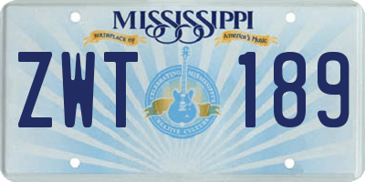 MS license plate ZWT189