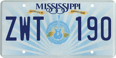MS license plate ZWT190