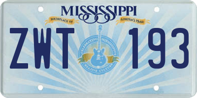 MS license plate ZWT193