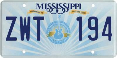 MS license plate ZWT194
