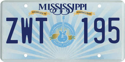 MS license plate ZWT195