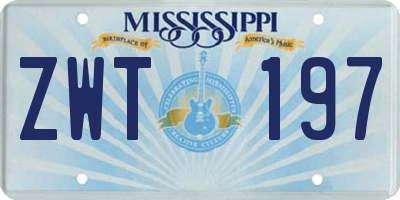 MS license plate ZWT197