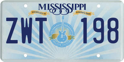 MS license plate ZWT198