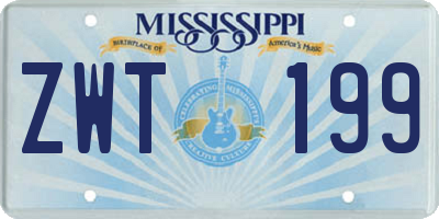 MS license plate ZWT199
