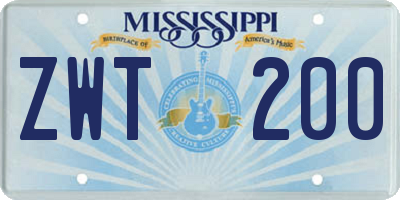 MS license plate ZWT200