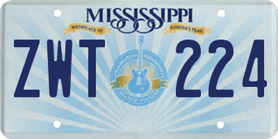 MS license plate ZWT224