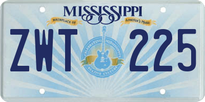 MS license plate ZWT225