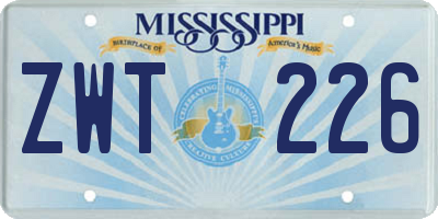 MS license plate ZWT226