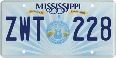 MS license plate ZWT228