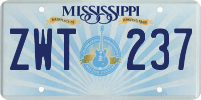 MS license plate ZWT237